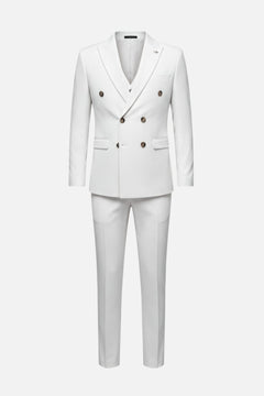 Double-Breasted White Three-Piece Suit
