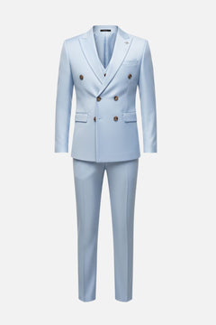 Double-Breasted Sky Blue Three-Piece Suit
