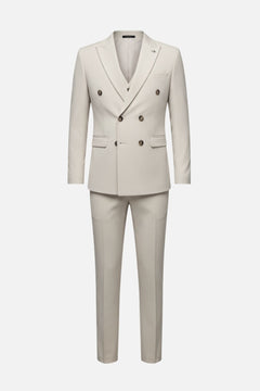 Double-Breasted Beige Three-Piece Suit