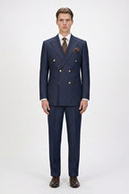 Double-Breasted Navy Three-Piece Suit