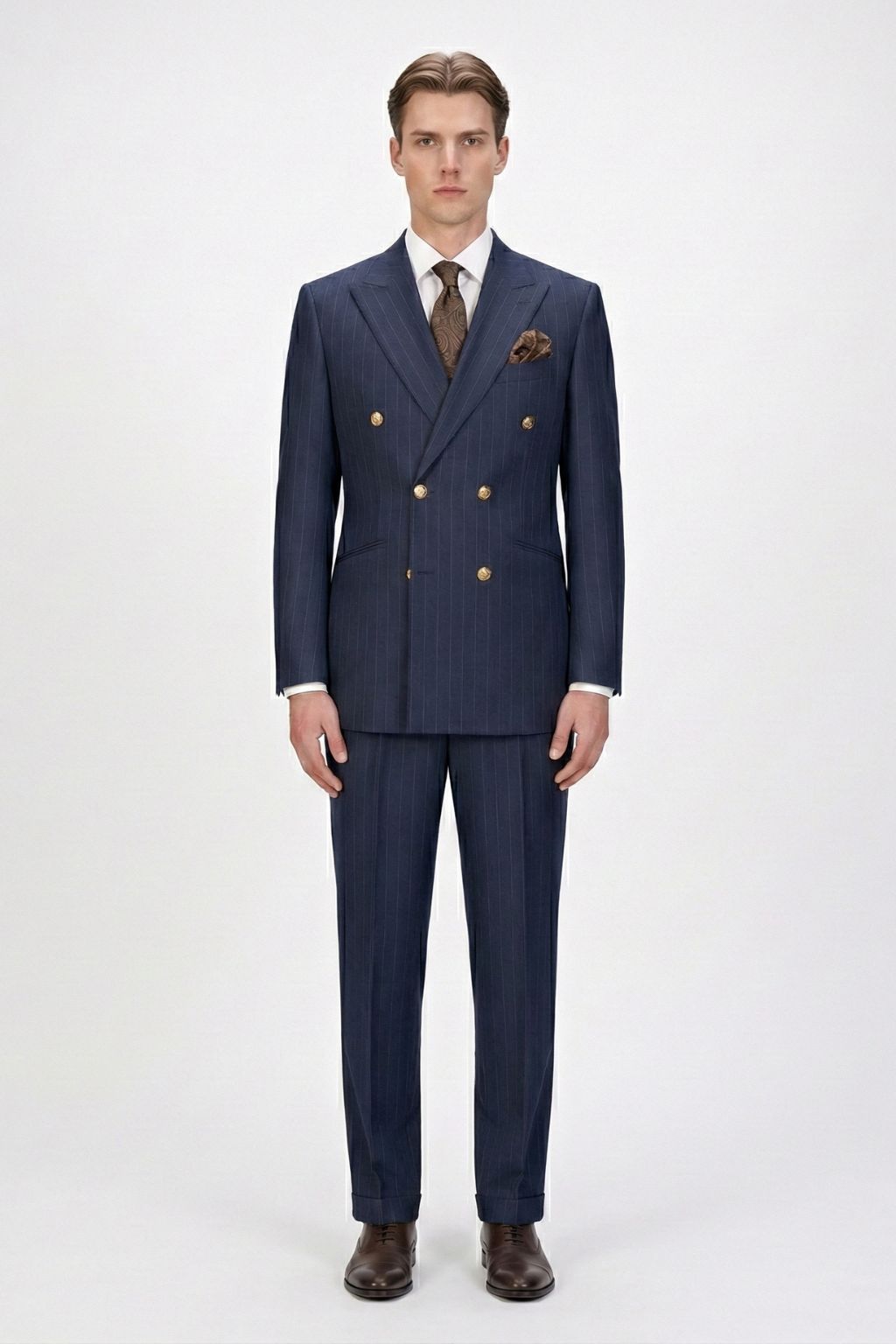Double-Breasted Navy Three-Piece Suit