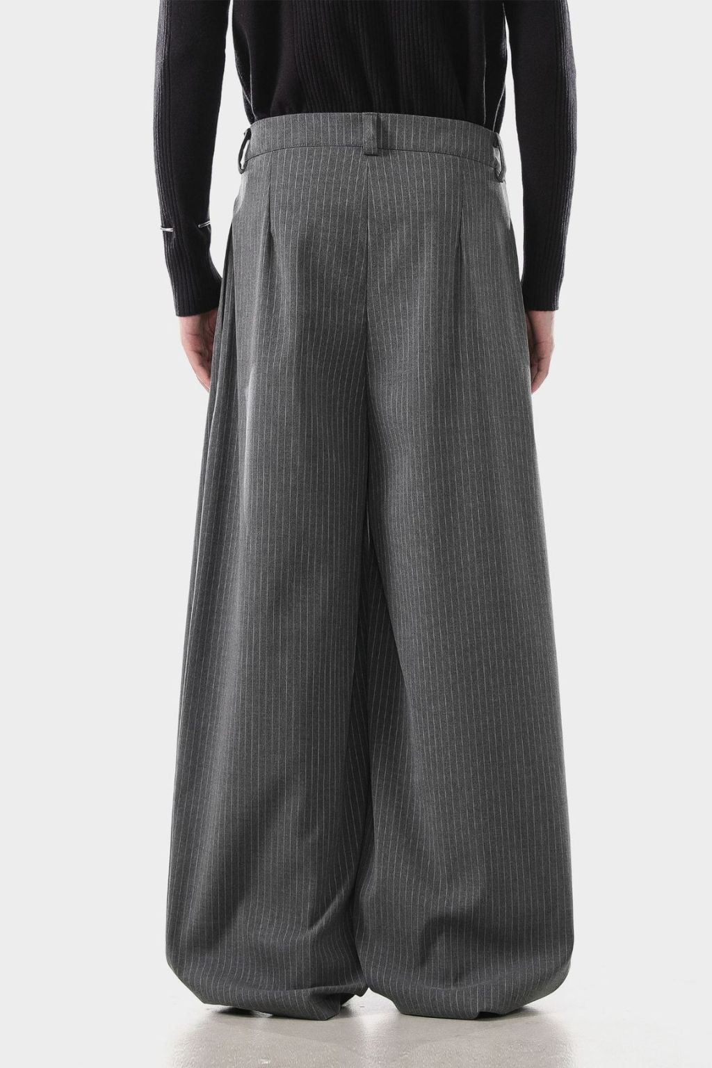 Cross Pleated Striped Trousers