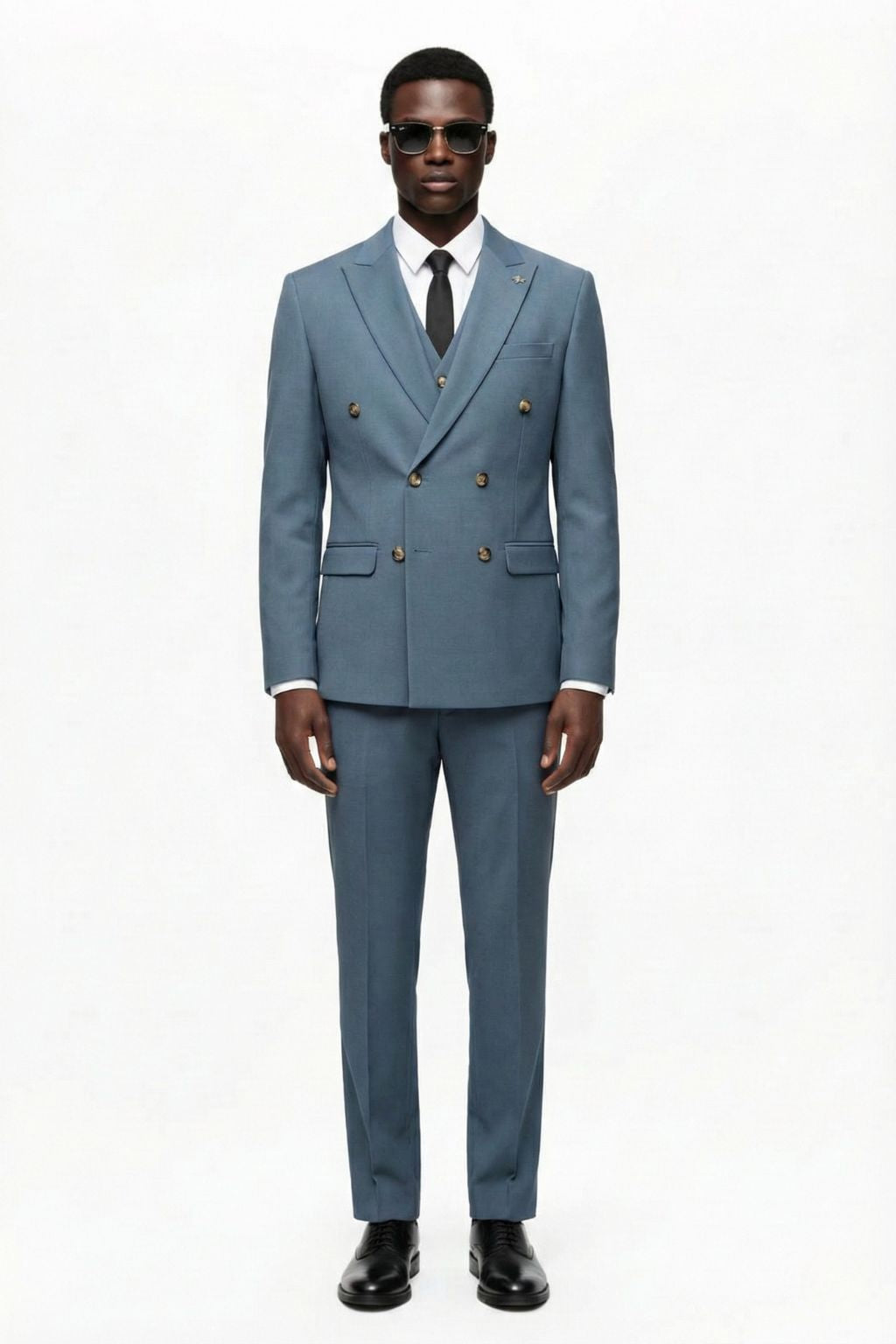 Double-Breasted Blue Three-Piece Suit