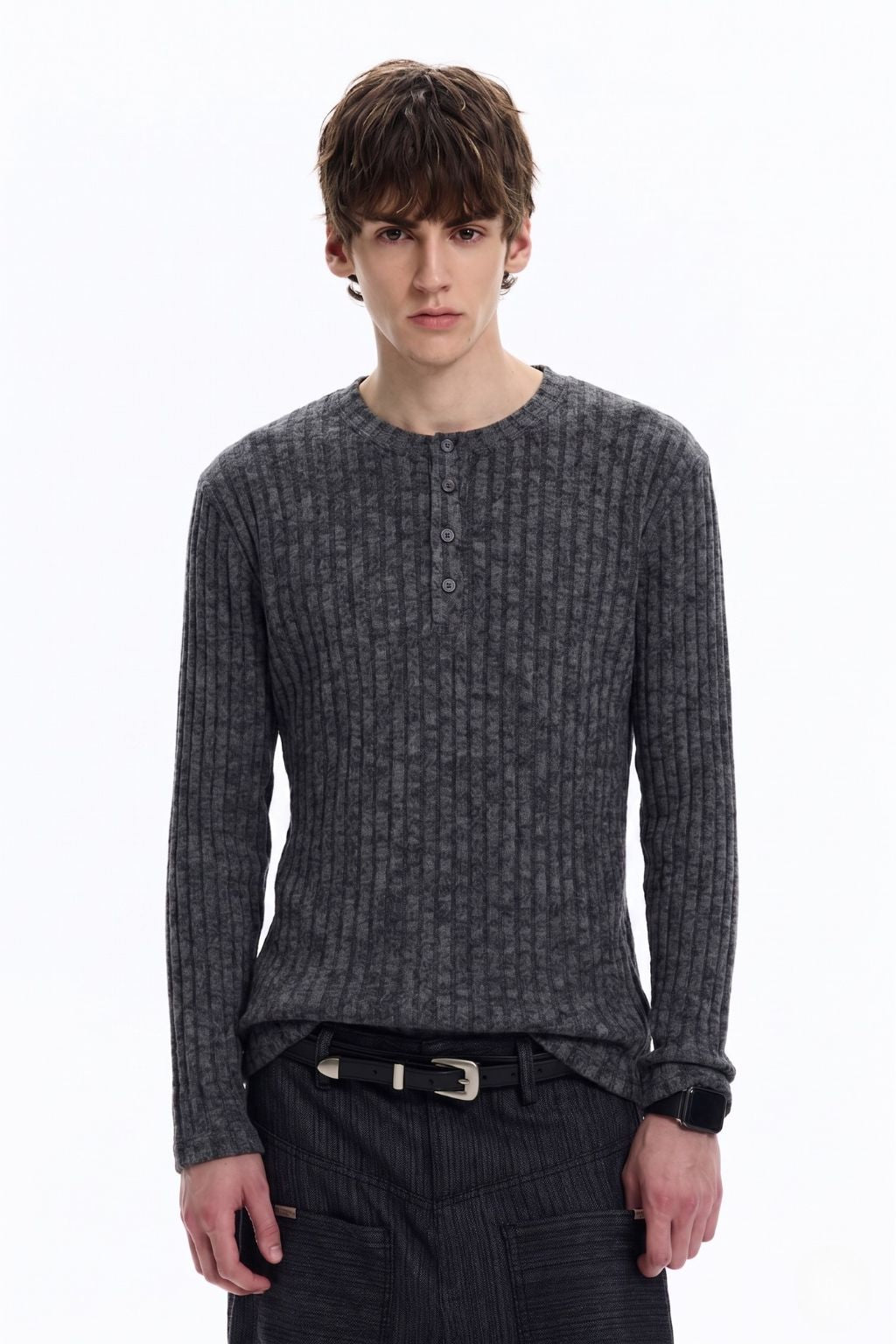 Textured Ribbed Henley