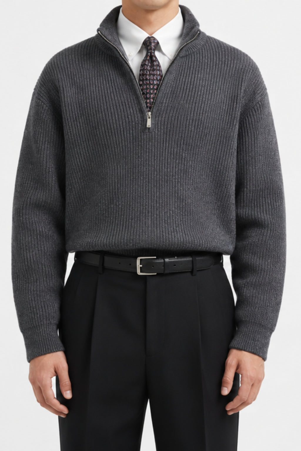 Ribbed Quarter Zip Sweater
