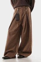 Pleated Textured Trousers