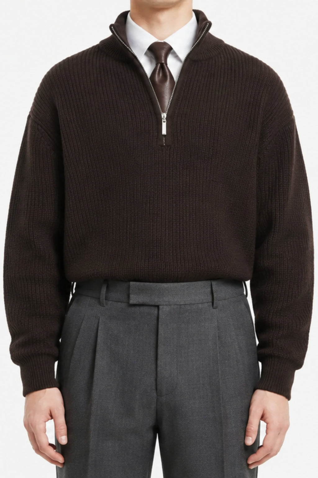 Ribbed Quarter Zip Sweater