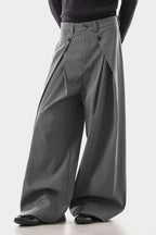 Cross Pleated Striped Trousers