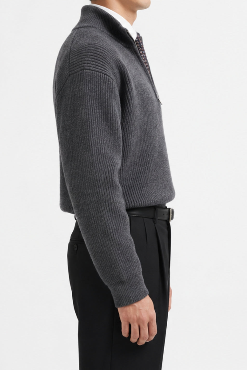 Ribbed Quarter Zip Sweater