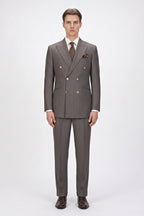 Double-Breasted Brown Three-Piece Suit
