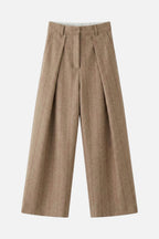 Herringbone Double-Pleated Trousers
