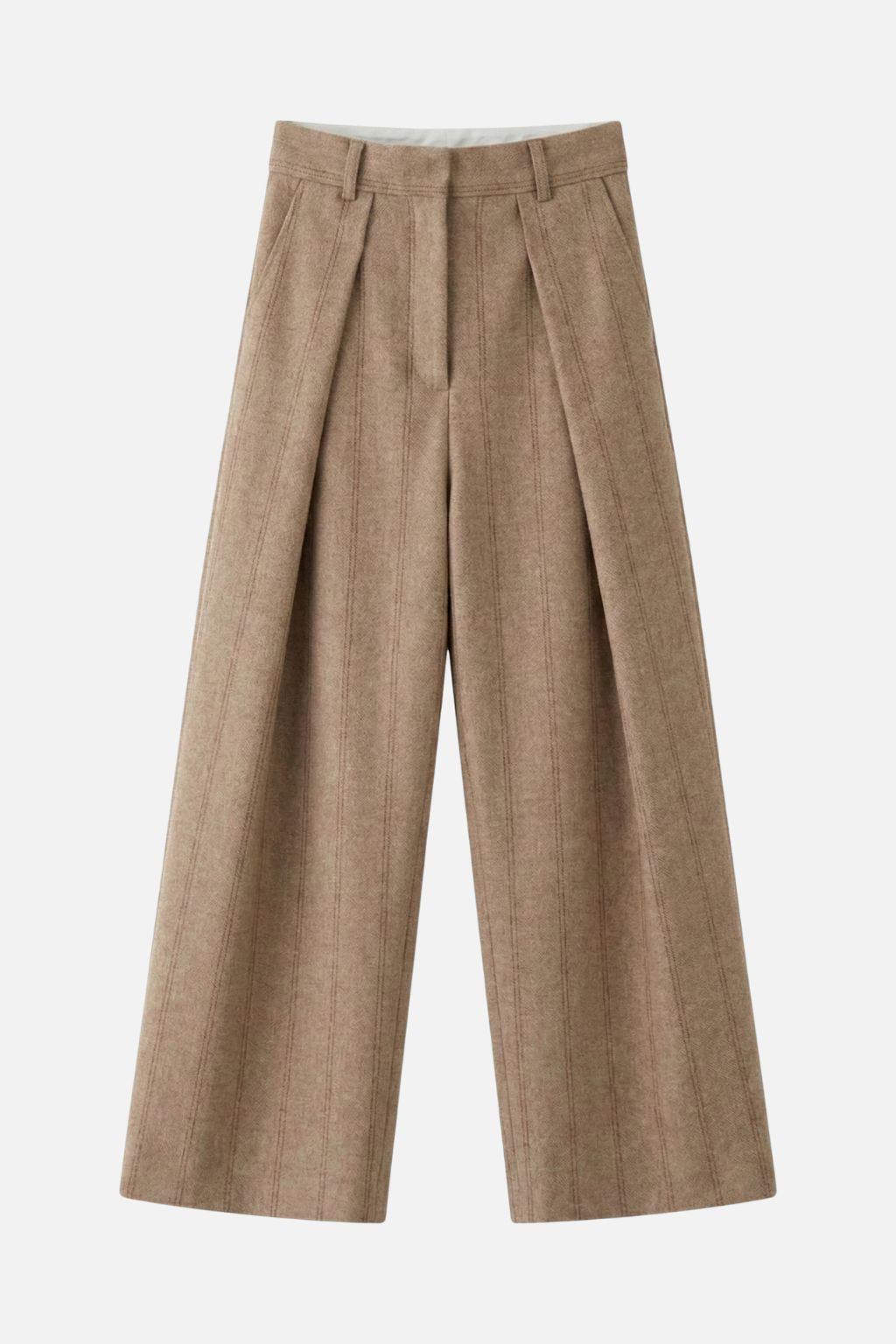 Herringbone Double-Pleated Trousers