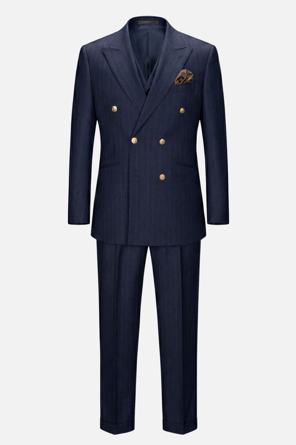 Double-Breasted Navy Three-Piece Suit