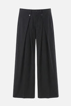 Cross Pleated Striped Trousers