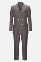Double-Breasted Brown Three-Piece Suit