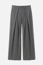 Cross Pleated Striped Trousers