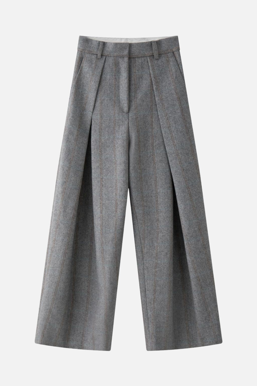 Herringbone Double-Pleated Trousers