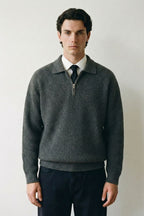 Ribbed Quarter Zip Polo