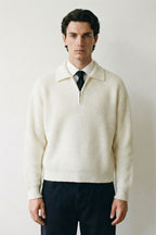 Ribbed Quarter Zip Polo