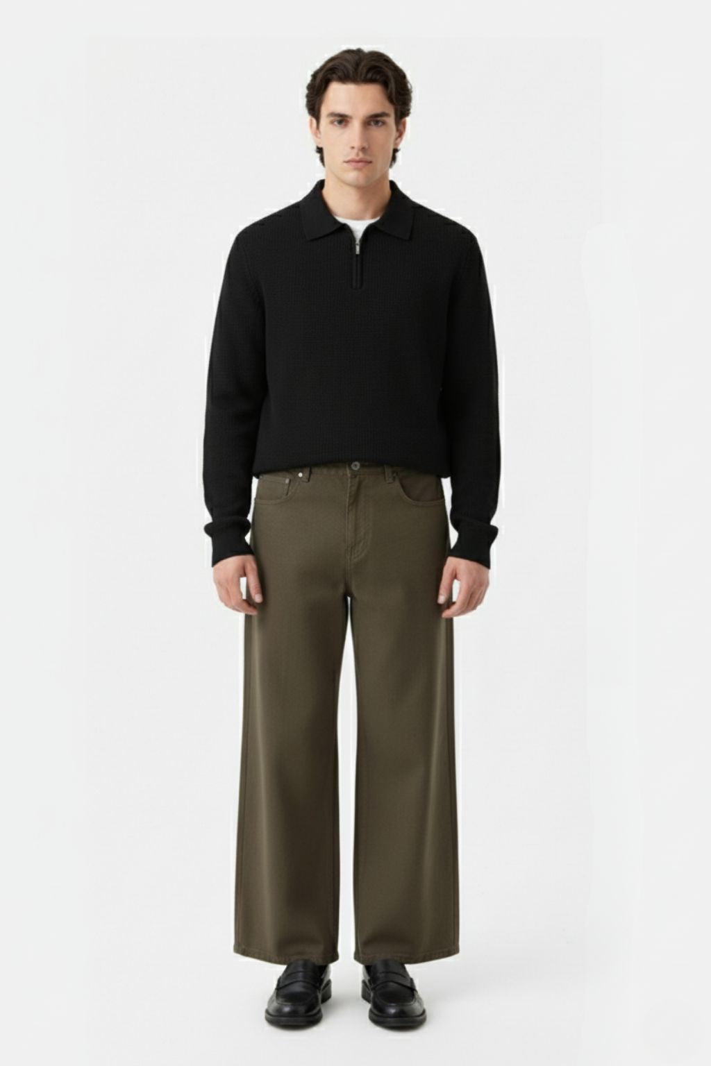 LAB Zip Polo Knit Sweater