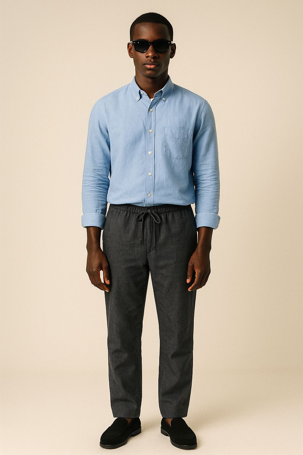 Relaxed Linen Drawstring Trousers