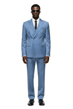 Double-Breasted Tailored Blue Three-Piece Suit
