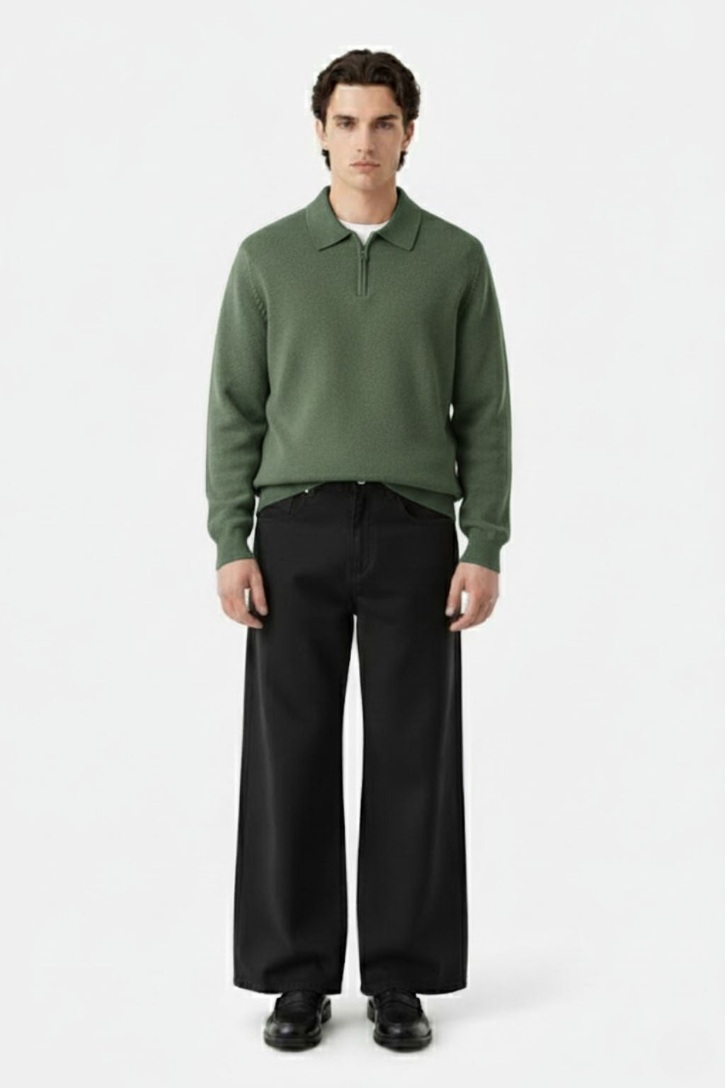 LAB Zip Polo Knit Sweater