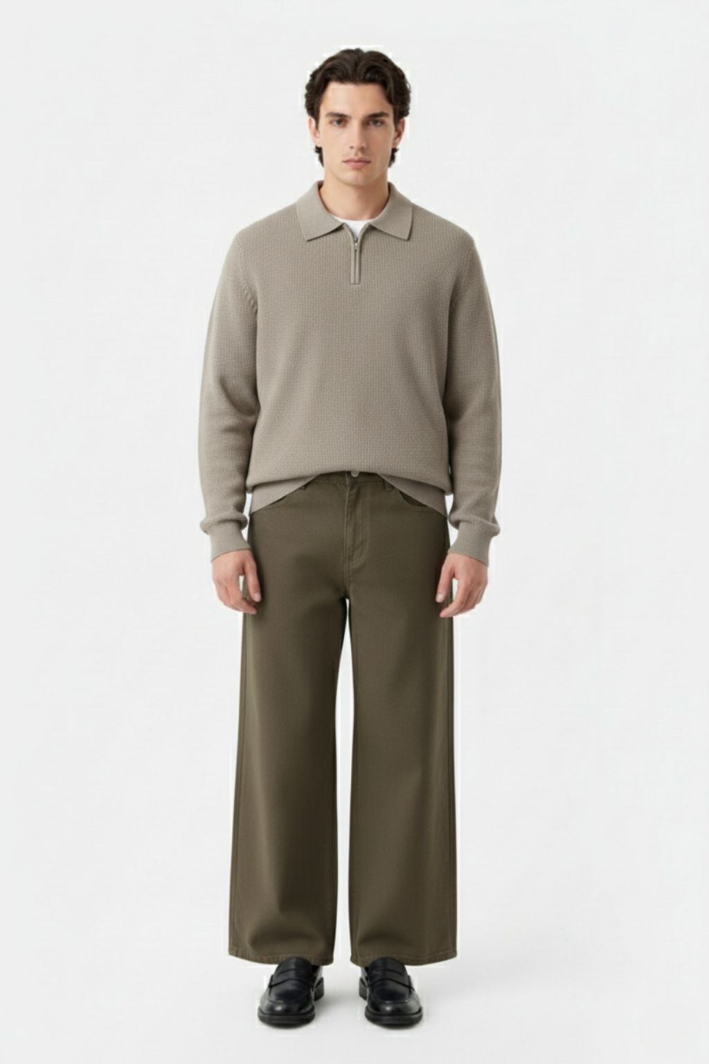 LAB Zip Polo Knit Sweater