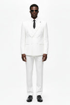 Double-Breasted Tailored White Three-Piece Suit