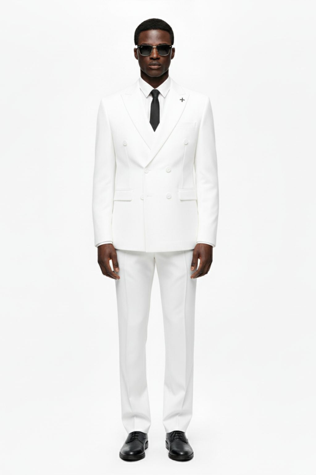 Double-Breasted Tailored White Three-Piece Suit