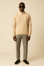 Wool Half-Zip Cable Sweater