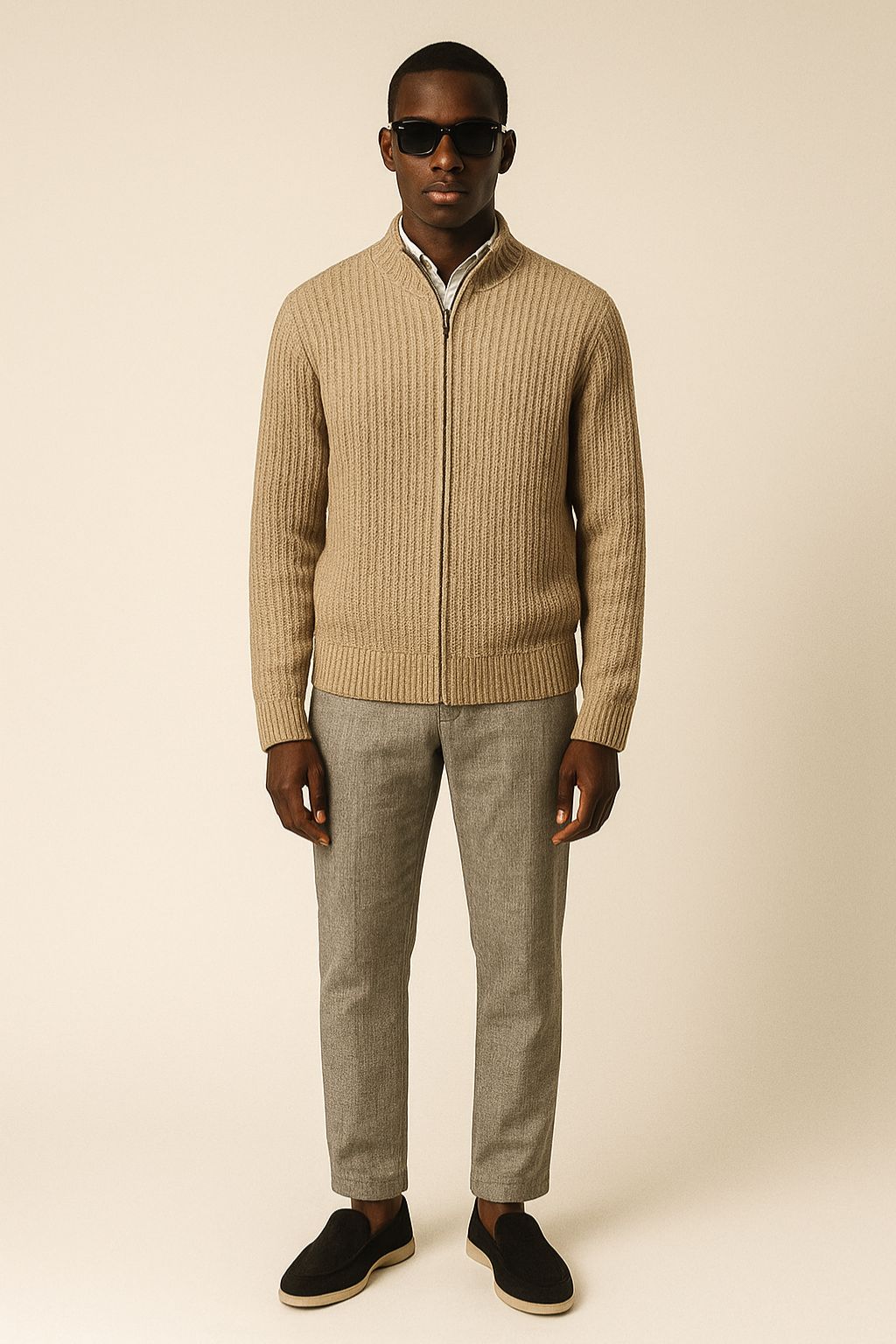 Wool Zip Up Cardigan