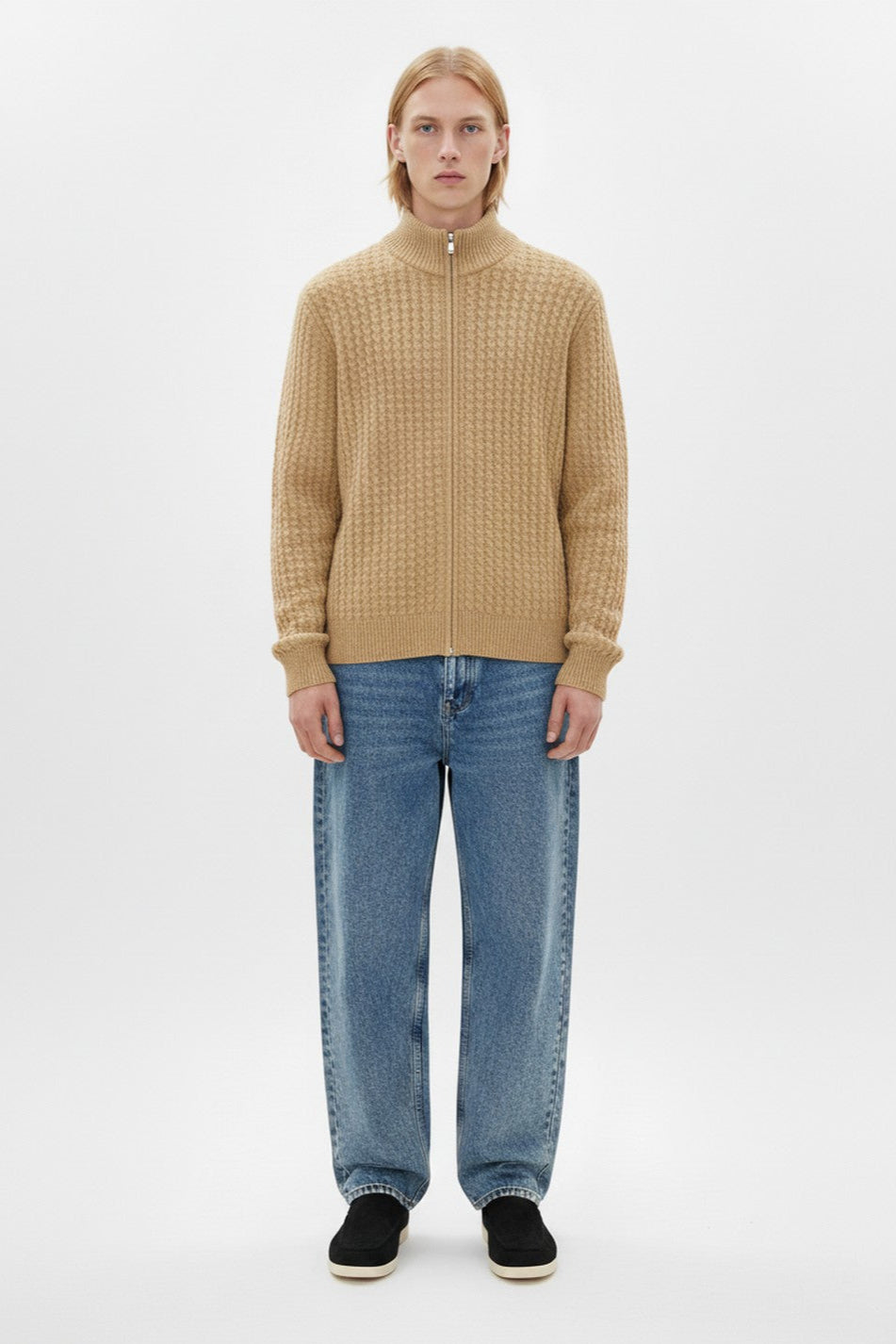 Wool Zip Up Cardigan