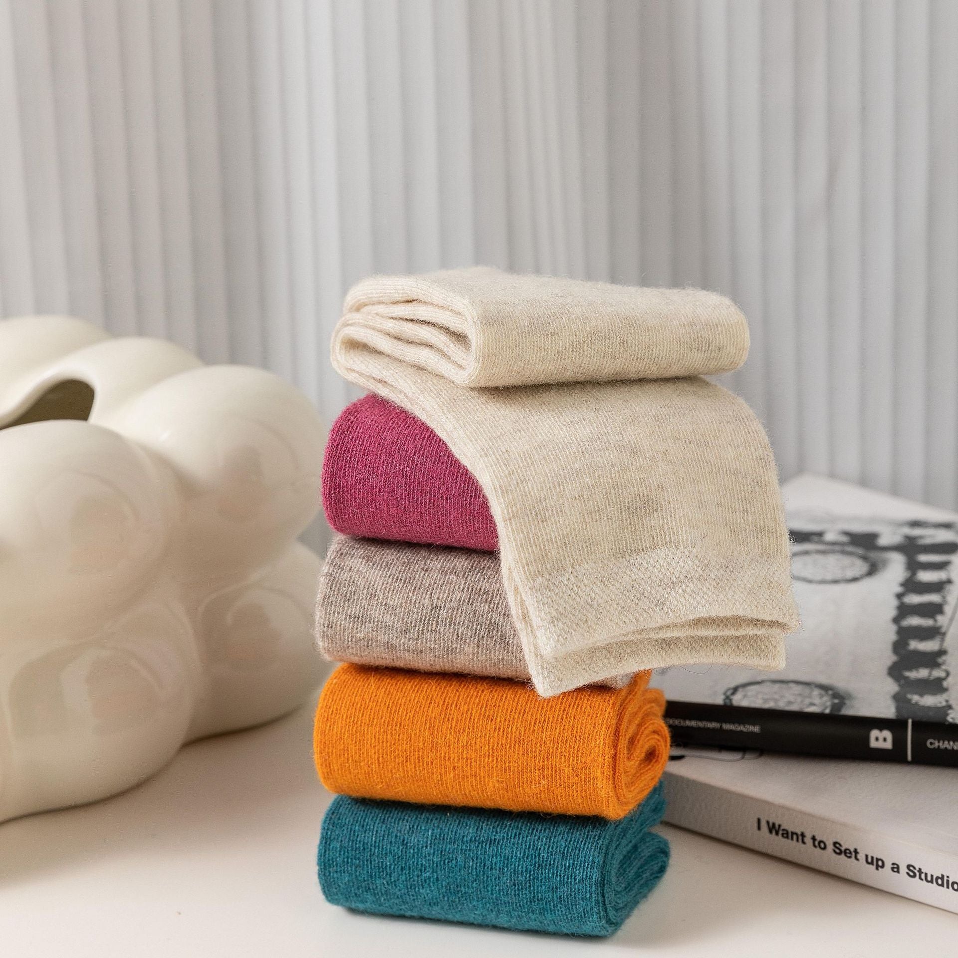 Cashmere Knit Warm Crew Socks