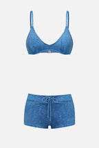 Denim-Effect Swim Set