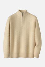Wool Half-Zip Cable Sweater