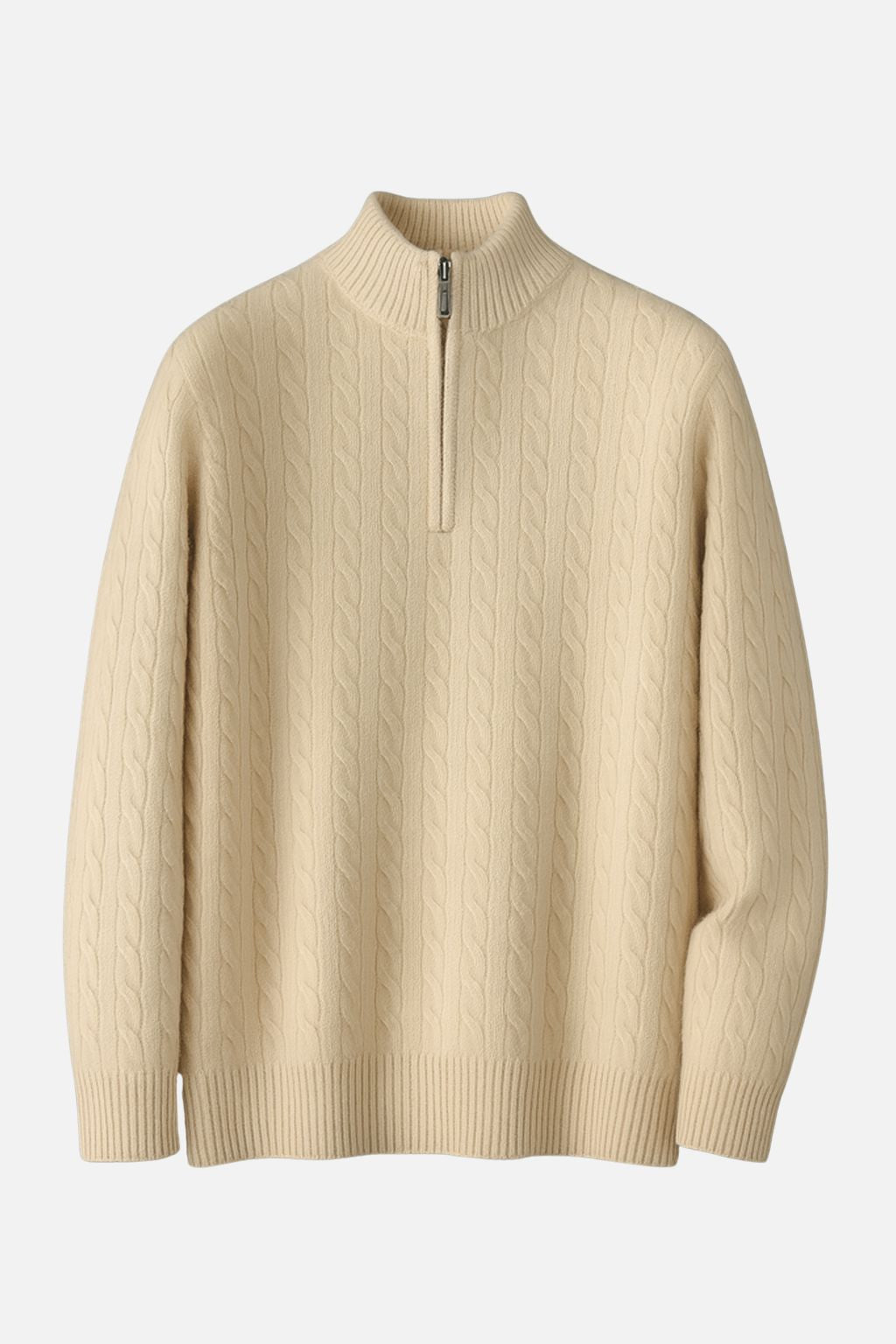Wool Half-Zip Cable Sweater