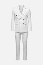 Double-Breasted Tailored White Three-Piece Suit
