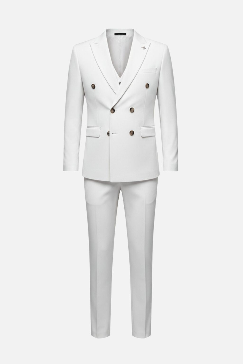 Double-Breasted Tailored White Three-Piece Suit