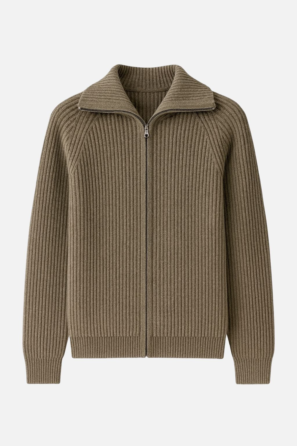 Wool Zip Up Cardigan