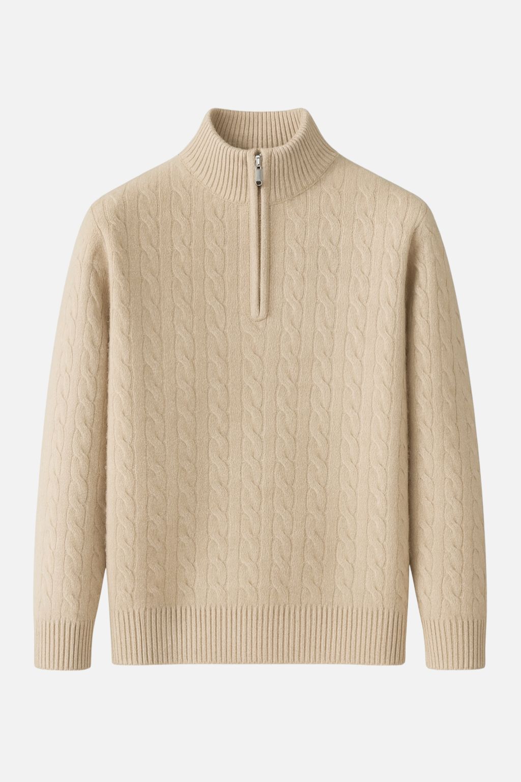 Wool Half-Zip Cable Sweater