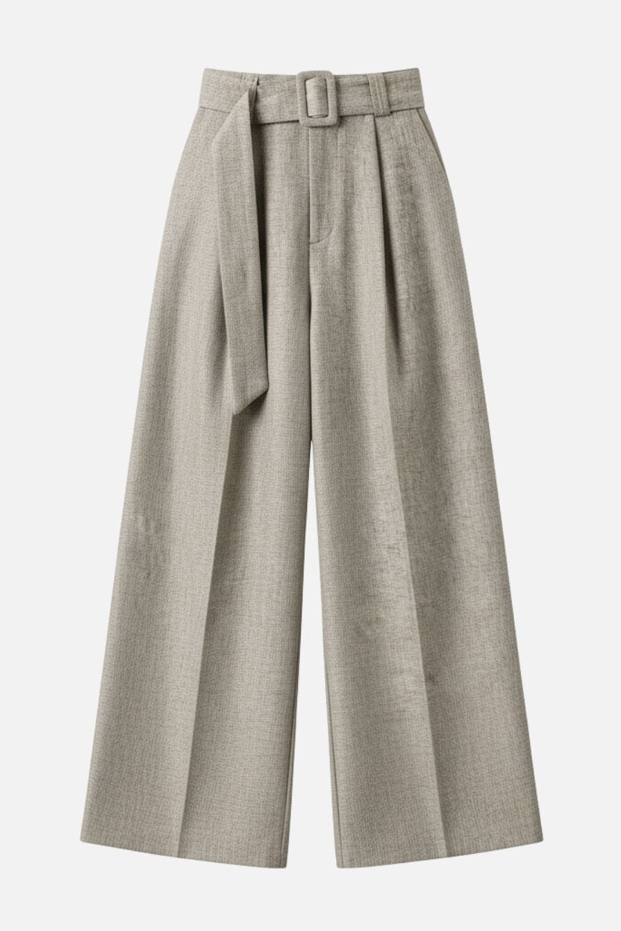 LAB Pleated Belt Wool Trousers