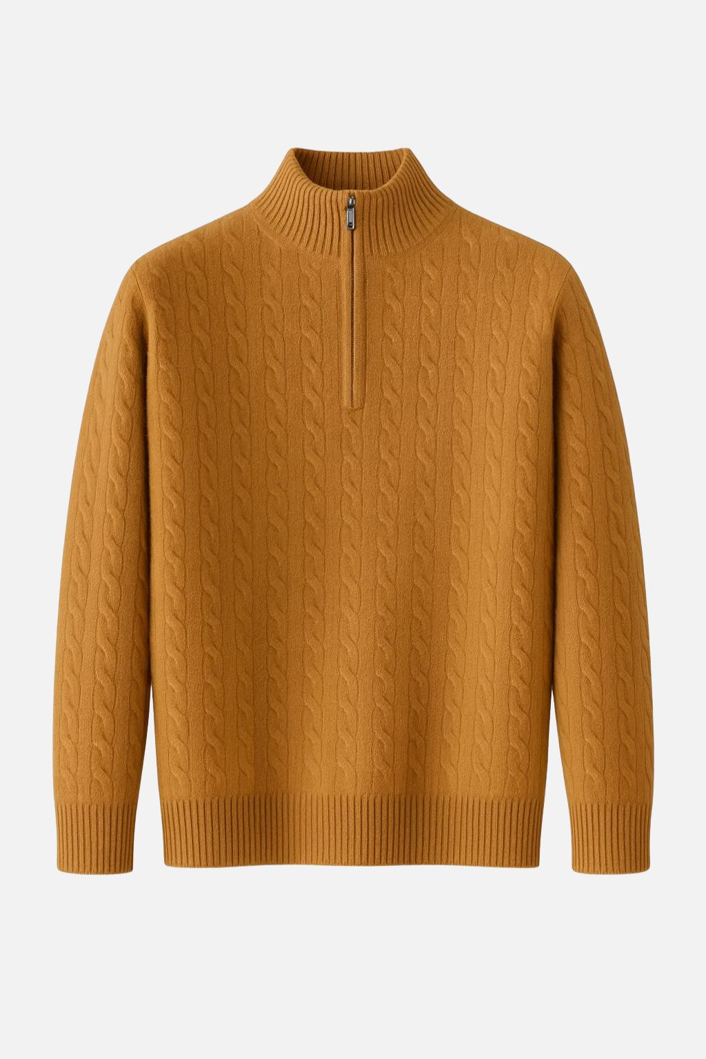 Wool Half-Zip Cable Sweater