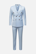Double-Breasted Tailored Sky Blue Three-Piece Suit