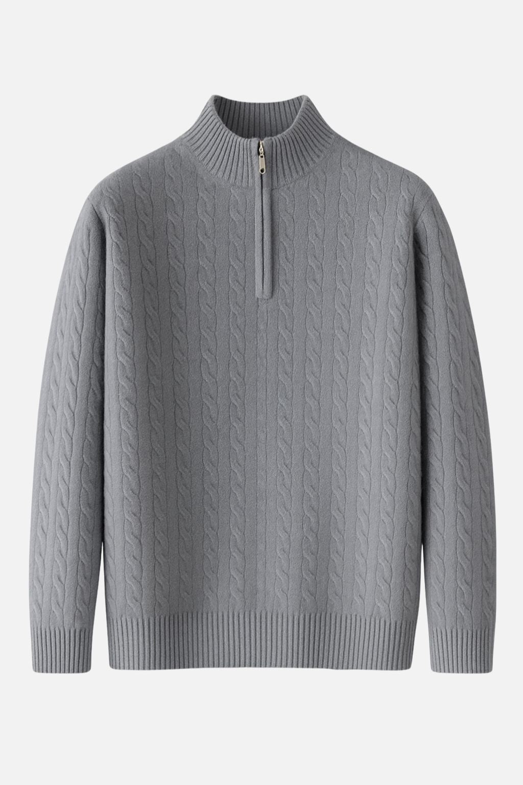 Wool Half-Zip Cable Sweater